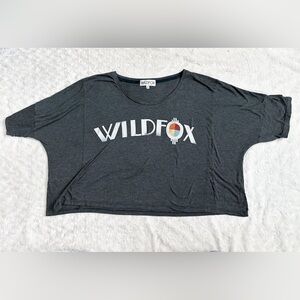 WILDFOX Cropped Oversized Spell Out Tee Shirt